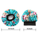 Sent Hair Large Satin Bonnet Sleep Cap for Women Double Layer Silky Hair Bonnet for Braids,Curly,Long Hair- Wide Elastic Band,Green Floral sent hair