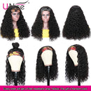 UNice Hair Headband Scarf Human Hair Wig Water Wave Human Hair Glueless Wig No plucking wigs for women Brazilian Virgin Hair Non Lace Front Wig 150% Density 14inch UNICE Store