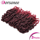 8 Inch 3 Packs Pre-twisted Spring Twist Braids Crochet Hair Short Curly Braids Pretwisted Passion Twists Bomb Twist Bob Pre-looped Synthetic Hair Extensions (Tbug
