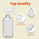 Clear Glass Spray Bottles For Cleaning Solutions (4 Pack) - 16 Ounce, Refillable Sprayer for Essential Oil, Water, Kitchen, Hair. Durable Black Trigger Sprayer w/Mist and Stream Settings (Clear) Homeries