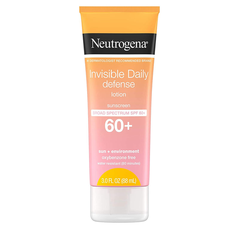 Neutrogena Invisible Daily Defense Sunscreen Lotion, Broad Spectrum SPF 60+, Oxybenzone-Free & Water-Resistant, Sun & Environmental Aggressor Protection, Antioxidant Complex, 3.0 fl. oz Neutrogena Store