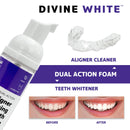 Divine White Dual-Action Stain Removal Aligner/retainer Cleaner and Teeth Whitening Foam- Hydrogen Peroxide-Good for Invisalign, ClearCorrect, SmileDirectClub, Candid, Byte -Oral Care-Foam Toothpaste DIVINE WHITE