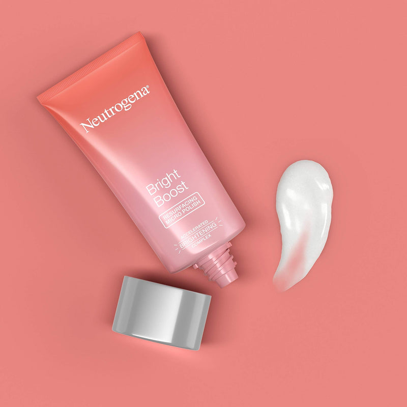 Neutrogena Bright Boost Resurfacing Facial Exfoliator with Glycolic and Mandelic AHAs Gentle Skin Resurfacing Face Cleanser for Bright Smooth Skin, Micro Polish, 2.6 Fl Oz Neutrogena