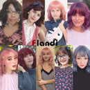 Flandi Short Bob Curly Wigs Synthetic Bob Wigs With Bangs Short Black Wigs for women Ocean Wave Wigs Shoulder Length Fiber Hair for Women (8/30