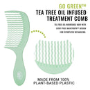 Wet Brush Go Green Tea Tree Oil Infused Treatment Comb - Wide Tooth Hair Detangler with WaveTooth Design that Gently and Glides Through Tangles - No Split Ends and No Damage - 100% Plant-Based Plastic Wet Brush