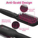 Prizm Hair Straightener Brush, Negative Ion Enhanced Hot Straightening Brush, 30s Fast Heating for Smooth, Frizz-Free and Shine hair, Anti Scald, Temp Lock, LCD Display, Portable for Home & Travel Prizm