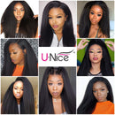 UNice Hair 10A Kinky Straight U Part Human Hair Wig for Black Women, Brazilian Remy Human Hair Glueless Full Head Clip in Half Wig 150% Density Natural Color (22inch) UNICE Store