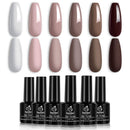 Beetles Gel Nail Polish Set, Coffee Cafe Collection Brown Neutral Beige Mauve Color Perfect for Autumn and Winter Nail Art Manicure Kit Soak Off LED Gel, 7.3ml Each Bottle Christmas Gifts Set beetles Gel Polish Store