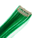 SWACC 12 Pcs Straight One Color Party Highlights Clip on in Hair Extensions Colored Hair Streak Synthetic Hairpieces (Green) SWACC