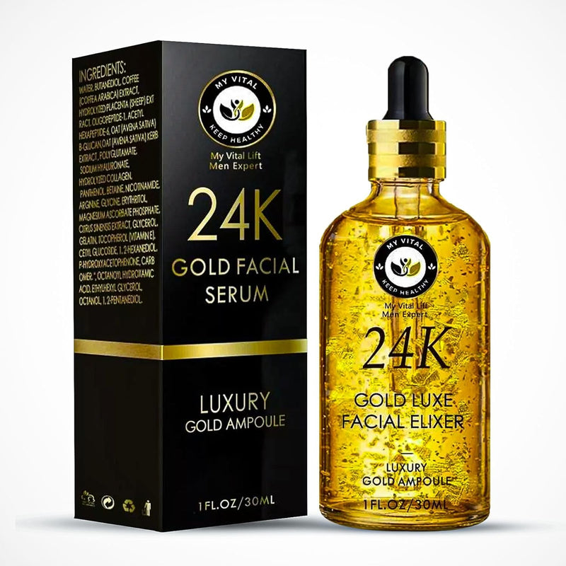 24K Gold Luxe Facial Elixir, Luxury Gold Ampoule, 1 fl oz/30ml'