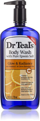 Body Wash with Pure Epsom Salt, Glow & Radiance, Vitamin C & Citrus Essential Oils Teal's, 24 fl oz Dr Teal's
