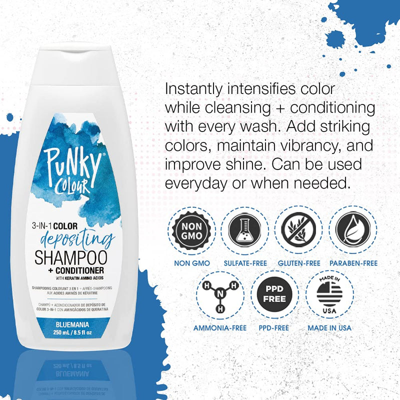 Punky Purpledacious 3-in-1 Color Depositing Shampoo & Conditioner with Shea Butter and Pro Vitamin B that helps Nourish and Strengthen Hair, 8.5 oz Punky