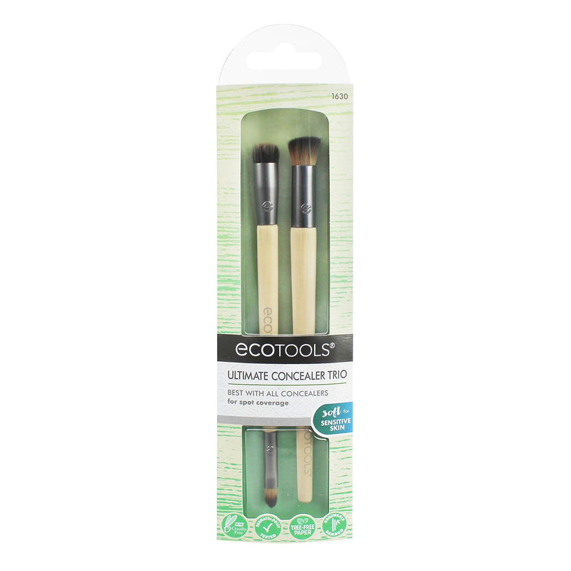 EcoTools Ultimate Concealer Makeup Brush Set, Cover & Blend Imperfections, 3 Brush Heads EcoTools