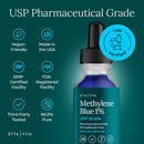 Methylene Blue Drops - USP Pharmaceutical Grade 99.99% Pure 1% Solution for Energy, Focus, Clarity, Cognition & Cellular Support - 3rd Party Tested, Formaldehyde-Free, Made in USA, 2oz Tincture Infinity Warehouse
