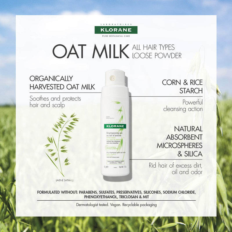 Klorane Dry Shampoo Powder with Oat Milk, Non-Aerosol Formula, Eco-friendly Loose Powder, Paraben & Sulfate-Free martinandmark.com