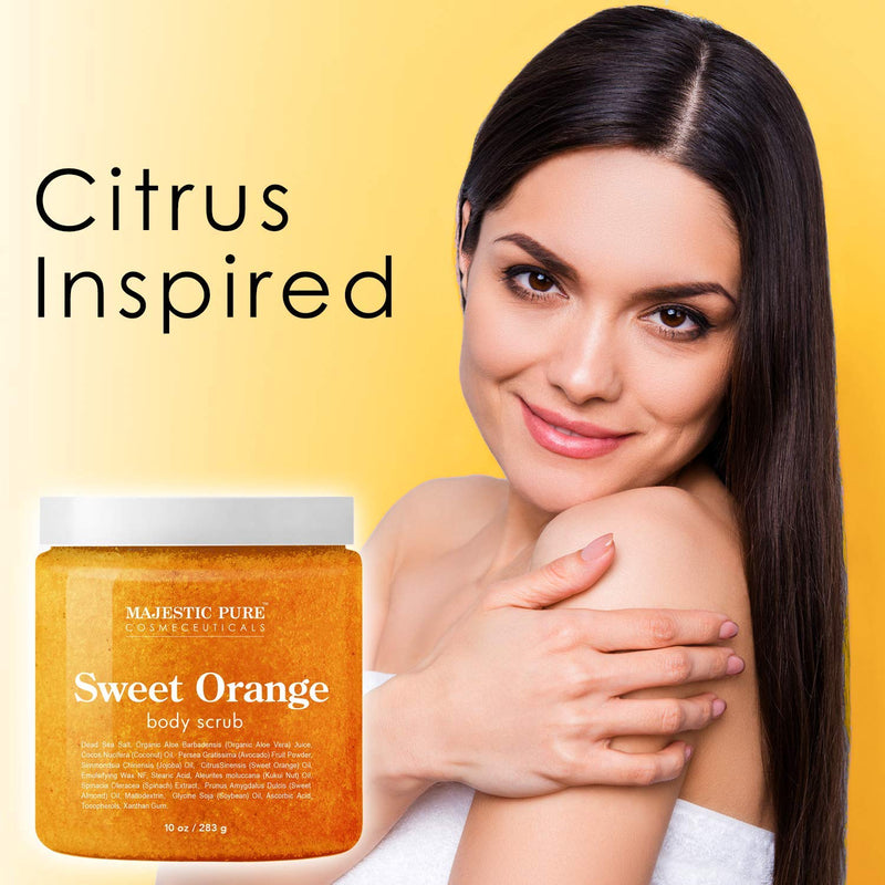 Majestic Pure Himalayan Salt Scrub and Orange Scrub Bundle – Exfoliating and Moisturizing Body scrub Combo MAJESTIC PURE