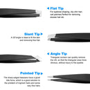 Tweezers Set, 4Pcs Eyebrows Tweezers and a Pair of Scissor with Leather Case, Great Precision for Eyebrow, Ingrown Hair, Splinter, Facial Hair Removal By HAWATOUR - Black HAWATOUR