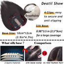 S-noilite Silk Base Topper Human Hair Piece Clip in Crown Toupee Top Hair Extensions Silk Topper for Women Replacement for Slight Hair Loss Thinning Hair 130% Density (16"-50g,