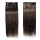 Clip in Remy Hair Extensions Human Hair Dark Brown for Women 18 inch Seamless Clip on Real Hair Skin Weft Clip ins Thin 8pcs Standard Weft Long Straight Hairpieces for Full Head