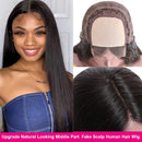 Unice Hair Straight Silk Base Fake Scalp Lace Human Hair Wig Middle Part for Black Women Unprocessed Brazilian Remy Hair Closure Wigs Pre Plucked with Baby Hair 14 inch UNICE Store