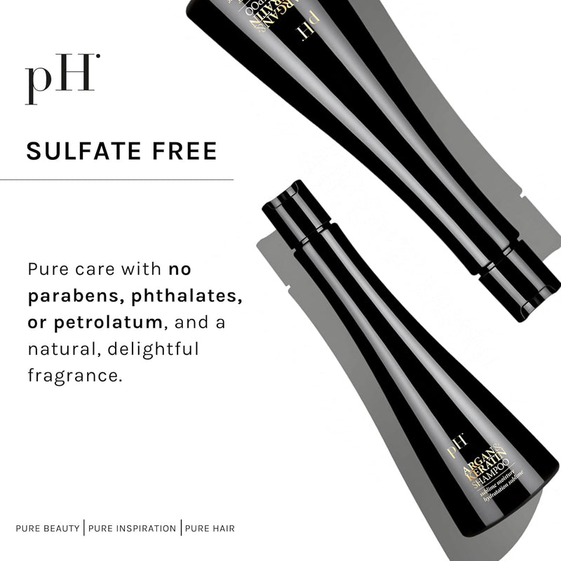 pH PURE HAIR Argan & Keratin Shampoo - Deeply Hydrating & Moisturizing Hair Shampoo for Damaged, Color-Treated Hair - Adds Shine, Strength & Softness - 8.45 oz Infinity Warehouse