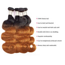 Sakula Brown Ombre Body Wave 100% Human Hair Bundles Brazilian Unprocessed Virgin Remy Hair Extensions with 1B/30 Color (16 16 16 16 inch) Sakula Store