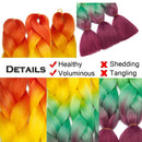 Jumbo Braiding Hair Ombre 24 inch Jumbo Braid Hair Extensions Rainbow Jumbo Box Braids Crochet Hair Long for Women Kids DIY High Temperature Synthetic Fiber 4 Tones Orange+Yellow+Green+Red 5 Bundles Benehair Store