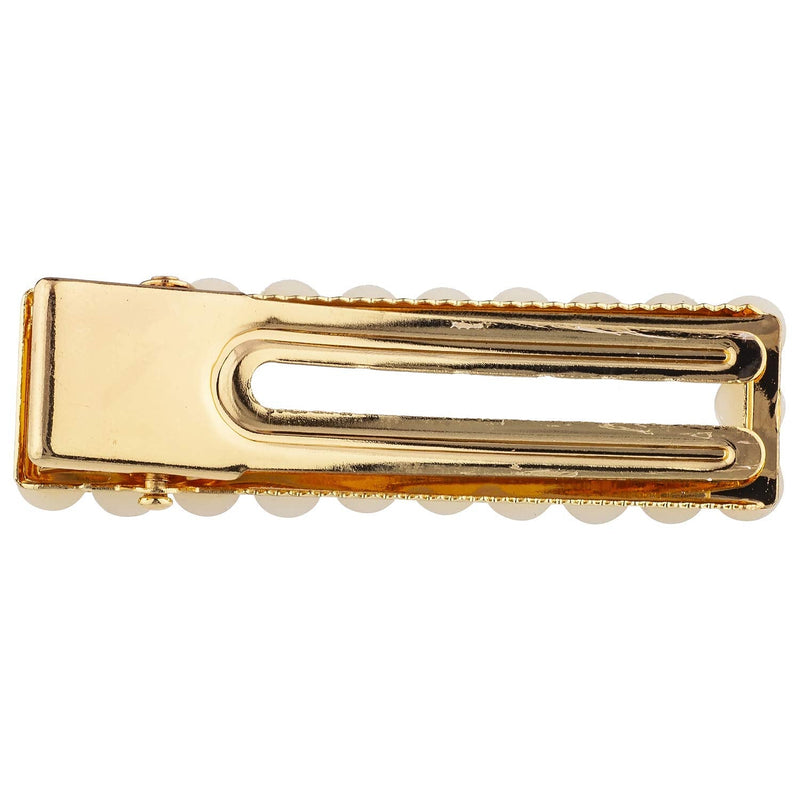 LUX ACCESSORIES White Pearl Rectangle Goldtone Hair Clip Bridal Bobby Pin Barrette LUX ACCESSORIES