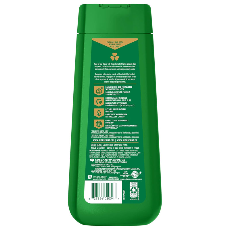 Irish Spring Icelandic Night Moisturizing Body Wash for Men, 24 Hour Fresh, Face and Body Wash, Men’s Body Wash, Paraben Free, Aromatic and Herbal Scent, 20 fl oz Bottle (Pack of 4) Infinity Warehouse