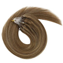 Sunny Micro Loop Hair Extensions Remy Straight Micro Ring Human Hair Extensions Brown and Blonde Highlights,Silky Human Hair Extensions 50G Per Pack 14inch Sunny Hair Store