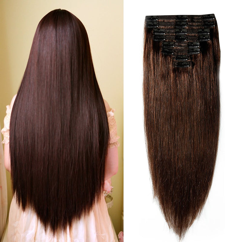 Clip in 100% Remy Human Hair Extensions Double Weft