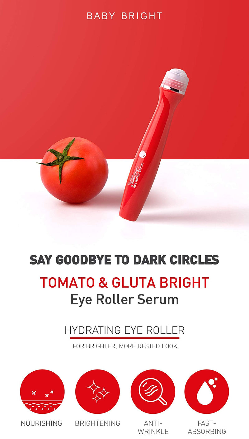Baby Bright Eye Roller Serum, Anti-wrinkle, Anti Bags, Reduces Dark Circles Puffiness and Bags 15milliliter (0.50 fl.oz.) (Singto-Tomato & Gluta) Baby Bright