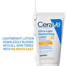 CeraVe Ultra-Light Moisturizing Lotion With SPF 30, Daily Face Moisturizer with SPF, Formulated with Hyaluronic Acid & Ceramides, Broad Spectrum SPF, Oil Free, Matte Finish, 1.7 Ounce - Infinity Warehouse