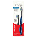 Colgate Keep Soft Manual Toothbrush for Adults with 2 Deep Clean Floss-Tip Brush Heads, Navy Colgate
