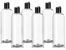 ljdeals 16 oz Clear Plastic Empty Bottles with Black Disc Top Caps, Squeezable Refillable Containers for Shampoo, Lotions, Cream and more Pack of 6, BPA Free, Made in USA ljdeals