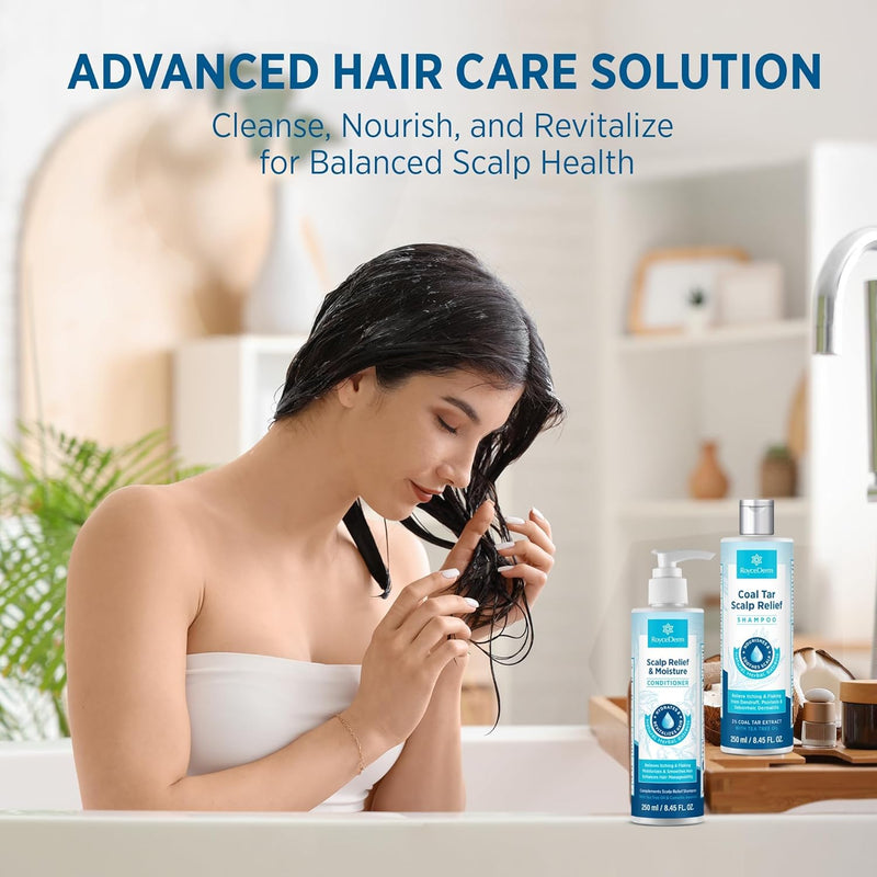 Roycederm Coal Tar Antidandruff Shampoo & Conditioner Set: 2% Coal Tar Extract Scalp Relief Shampoo for Psoriasis, Dandruff & Seborrheic Dermatitis - Soothes Itchy Scalp, Hydrates Hair Infinity Warehouse