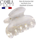 Camila Paris CP3071 French Hair Clips for Women, Handmade, White, Small, Girls Hair Claw Clips Jaw, Durable Styling Hair Accessories for Women, Strong Hold No Slip Grip, Made in France Camila
