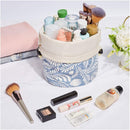 Barrel Makeup Bag Travel Drawstring Cosmetic Bag Large Toiletry Organizer Waterproof for Women and Girls (Large, Blue Leaf) Narwey Store