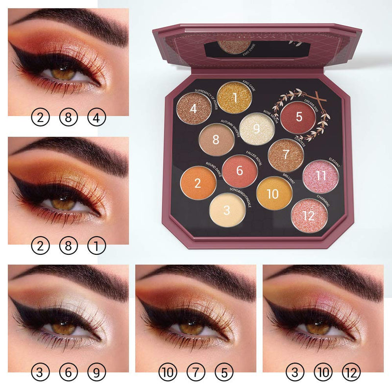 LUXAZA Pink Nudes Neutral Eyeshadow Palette - Eyeliner - Mirror, Matte Shimmer Gold Red Metallic Makeup Palette, Coordinated Warm Blush Pigmented Makeup pallet Starter Kit for Women - Nudes Pink LUXAZA