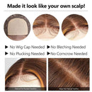 Beauty Forever LT4/30 Ombre Colored Silk Base Fake Scalp Wigs Human Hair Straight Closure Wigs for Women ,Brazilian Remy Hair Wig 150% Density 100% Virgin Human Hair Wig Middle Part 18 Inch Beauty Forever Store