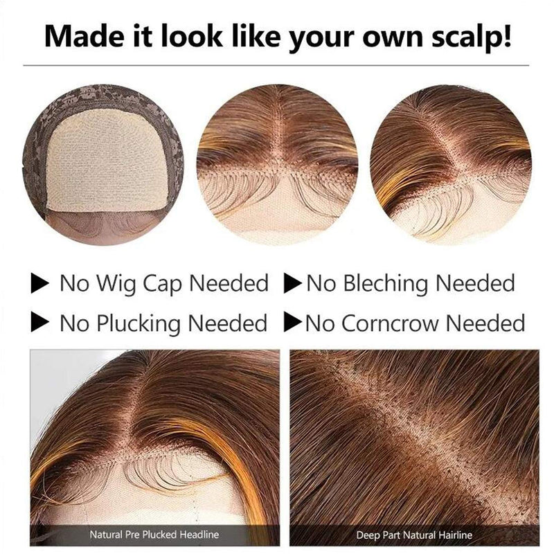 Beauty Forever LT4/30 Ombre Colored Silk Base Fake Scalp Wigs Human Hair Straight Closure Wigs for Women ,Brazilian Remy Hair Wig 150% Density 100% Virgin Human Hair Wig Middle Part 18 Inch Beauty Forever Store