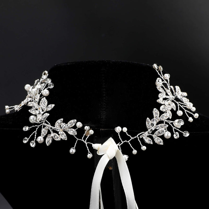 MA STRAP Handmade Crystal Rhinestones Headband Floral Headpiece Wedding Bridal Hair Accessories MA STRAP