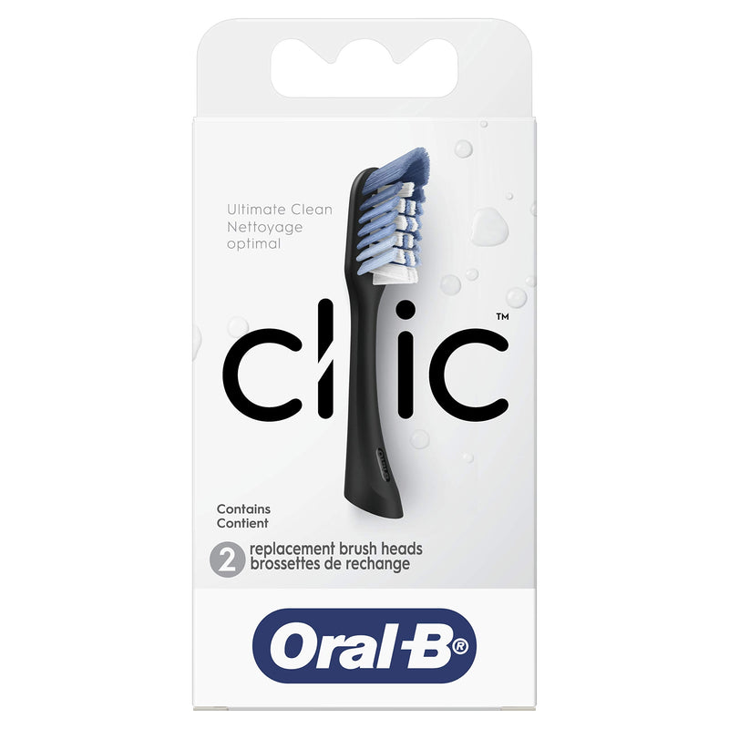 Oral-B Clic Toothbrush Replacement Brush Heads, Black, 2 Count Oral-B
