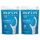 GRIN Double Flosspyx, Floss Picks, 75 Count, Dental Flossers, Minty Flavor, Recycled Plastic, 2 Lines of Strong Floss, Longer Floss Head, Traps Food and Plaque, Includes Safe Soft Fold-Back Tooth Pick Infinity Warehouse