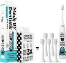 Made by Dentists Kids Electric Toothbrush - Rechargeable Vibrating Toothbrush with Timer, Includes 6 Replacement Heads, Gently Cleans Teeth, Kid & Toddlers Age 2+, Monster Infinity Warehouse