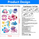 Mocossmy Animal Temporary Tattoos for Kids,10 Sheets Ocean Theme Waterproof Fake Tattoos Body Decoration DIY Crafts for Boys Girls Birthday Party Favor Supplies Goodie Bag Filler Stuffers Gifts Mocossmy