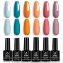 Beetles Gel Nail Polish Set, Hotel California Collection Light Blue Orange Dusty Pink Color Perfect for Autumn and Winter Nail Art Manicure Kit Soak Off LED Gel, 7.3ml Each Bottle beetles Gel Polish