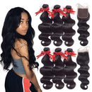 Beauhair Brazilian Body Wave Virgin Hair Bundles with Lace Closure(16 16 16 with 14closure) Human Hair Unprocessed Body Wave Hair with Closure 4X4 Lace Free Part Natural Black Hair Beauhair Store