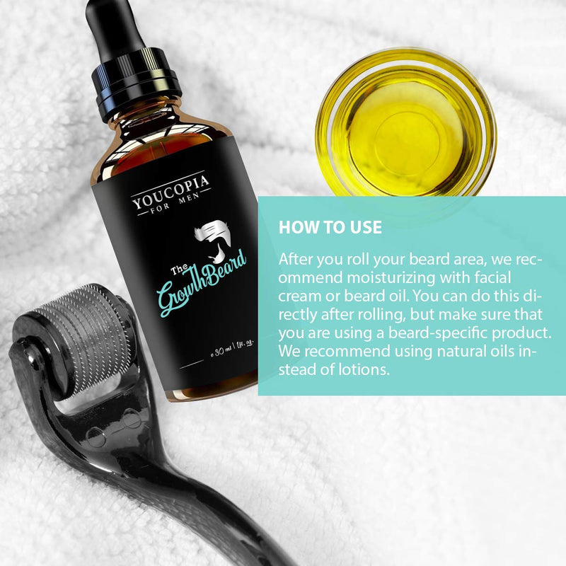 Beard Growth Kit, Natural Hair Growth Serum for Men with Patchy Facial Growth, Stimulate, Promote Hair Regrowth (2in1) YOUCOPIA