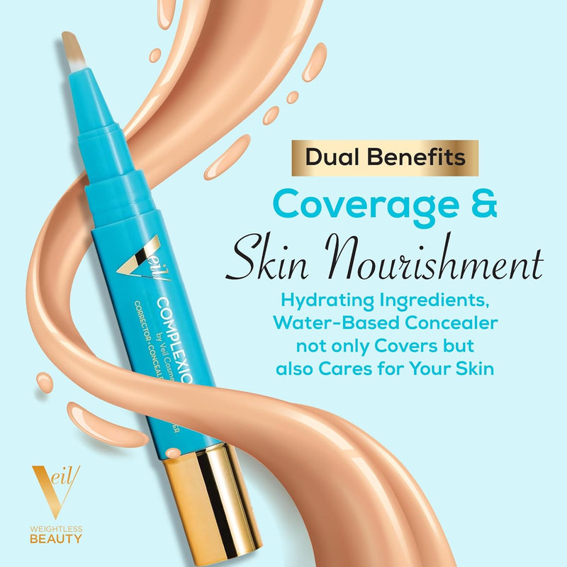 Veil Cosmetics - Complexion Fix Concealer - Liquid Concealer for Under Eye + Dark Circles - Highlight, Contour, Correct - Anti-Aging - Vegan Makeup Pen - Hydrating Lightweight (2N Light Neutral) Infinity Warehouse